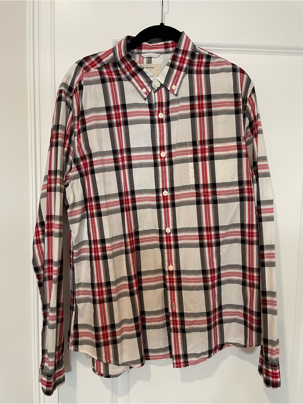 Life After Denim Men's Red, Black & White Plaid Button-Down Shirt NEW NEVER WORN